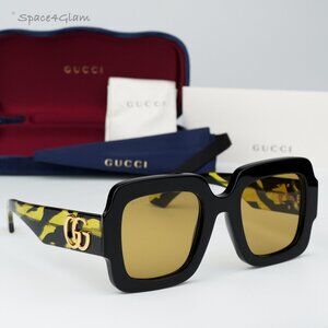 Gucci Women Sunglasses Black Brown Square GG1547S 004 BRAND NEW